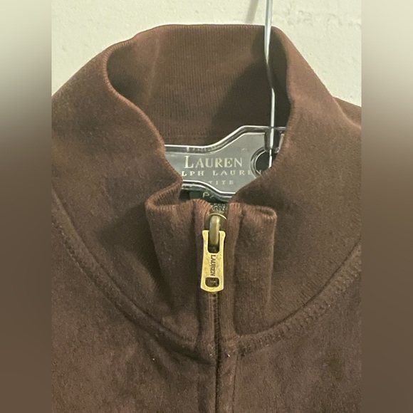 Lauren Ralph Lauren Chocolate Brown Faux Suede Long Sleeve Jacket Small Petite - Picture 4 of 10